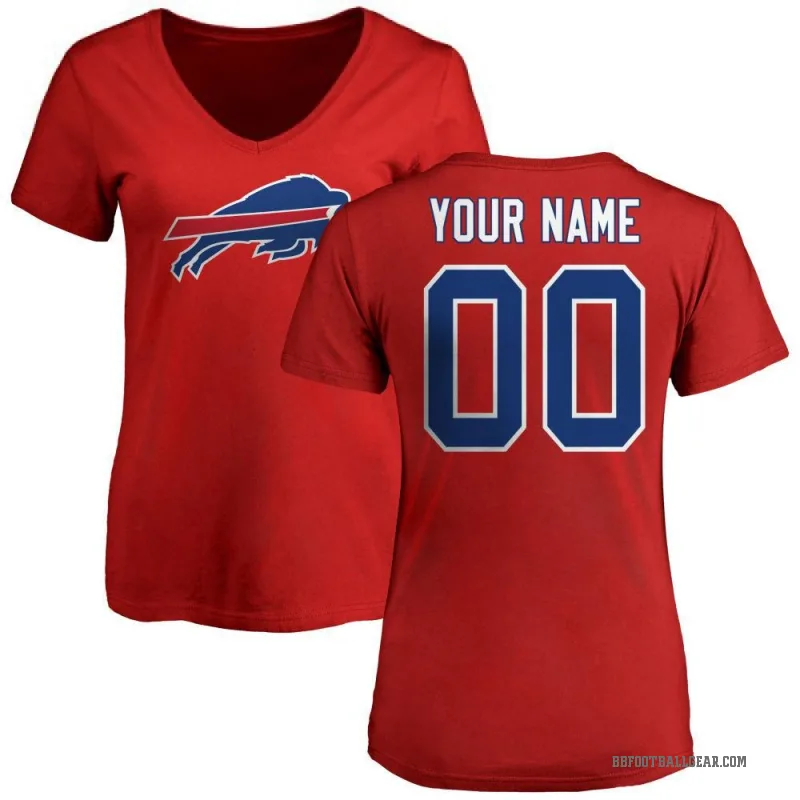 Custom Women's Red Buffalo Bills Logo Slim Fit T-Shirt -