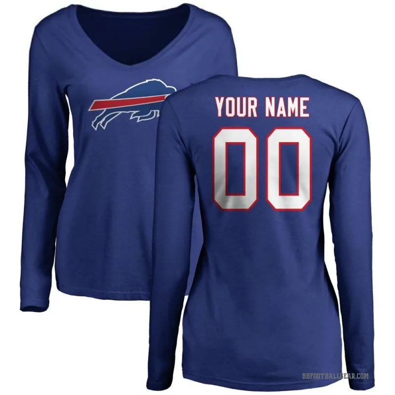 Custom Women's Royal Buffalo Bills Long Sleeve T-Shirt -