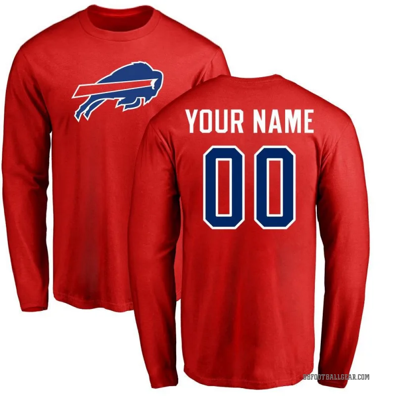 Custom Youth Red Buffalo Bills Logo Long Sleeve T-Shirt -