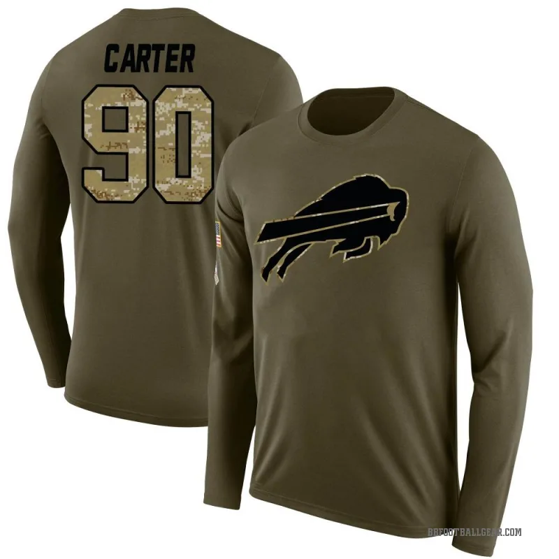 DeWayne Carter Men's Olive Buffalo Bills Salute to Service Sideline Long Sleeve T-Shirt