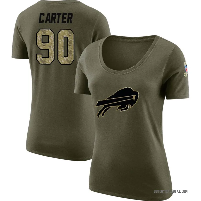 DeWayne Carter Women's Olive Buffalo Bills Salute to Service Scoop Neck T-Shirt
