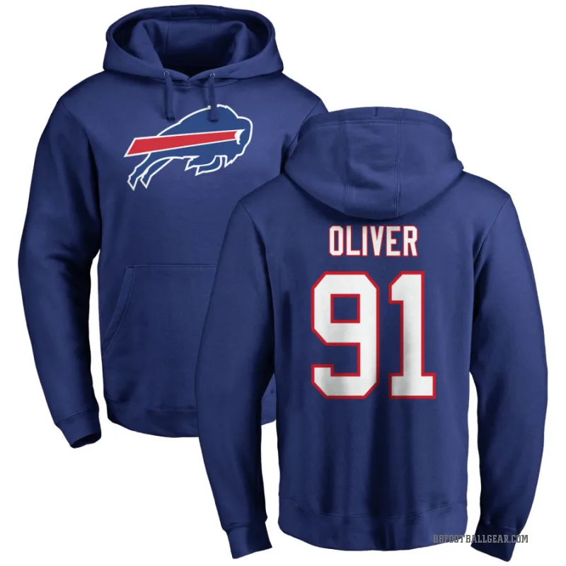 Ed Oliver Men's Olive Buffalo Bills Pro Line Royal Logo Pullover Hoodie