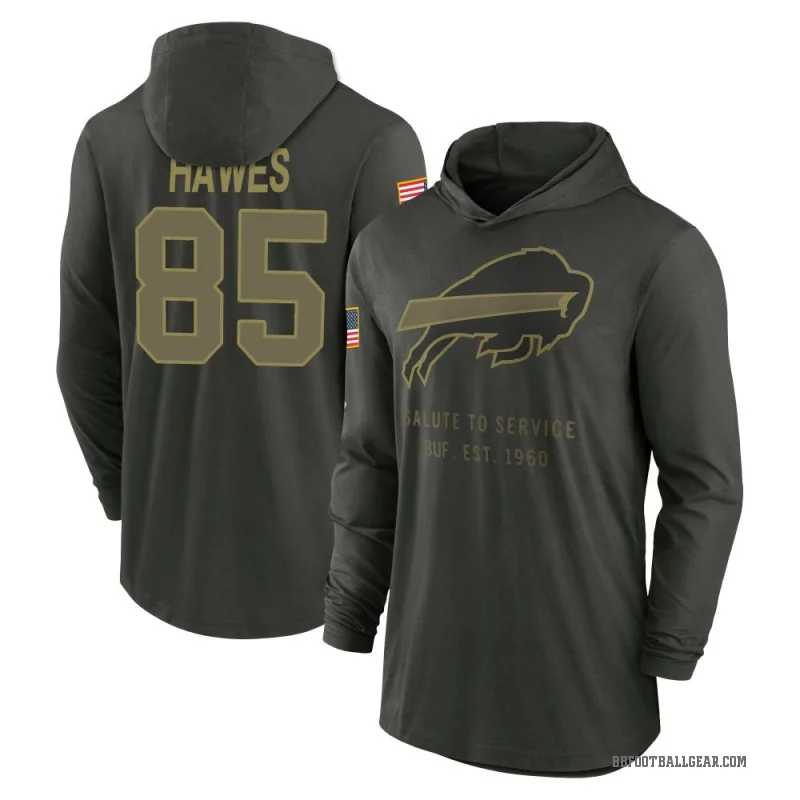 Jackson Hawes Men's Green Buffalo Bills Forest/ 2025 Salute to Service Sideline Lightweight Hooded Pullover Long Sleeve T-Shirt