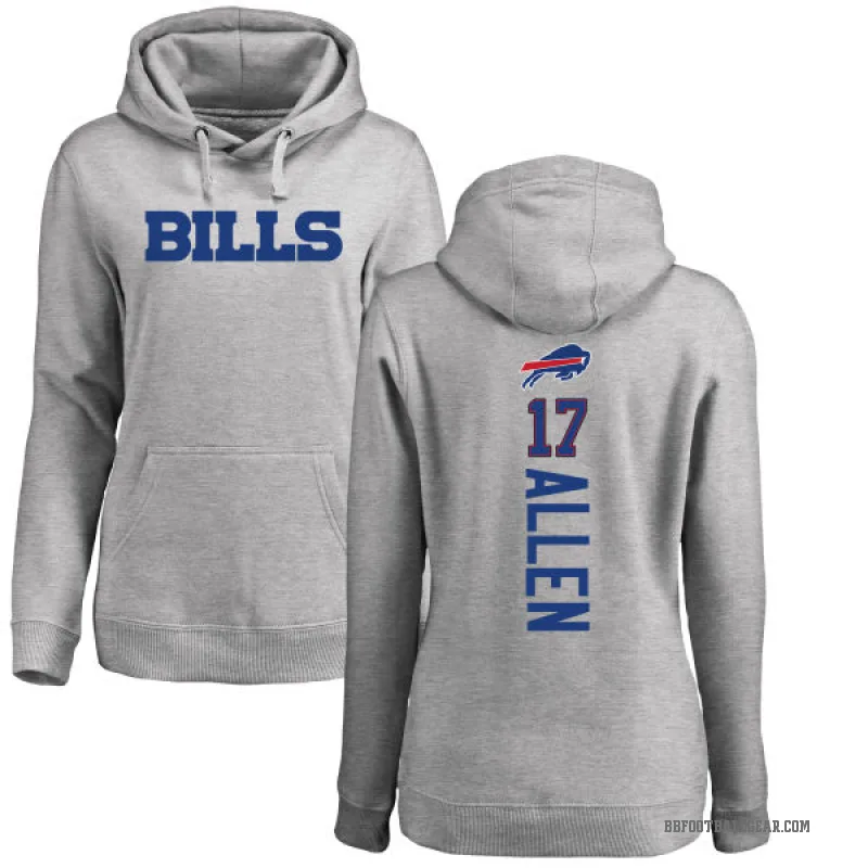 Josh Allen Women's Buffalo Bills Pro Line Ash Backer Pullover Hoodie