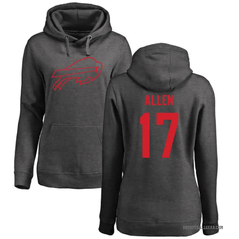 Josh Allen Women's Buffalo Bills Pro Line by Branded Ash One Color Pullover Hoodie