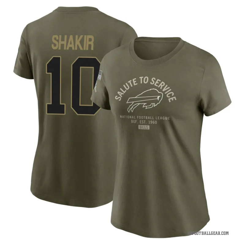 Khalil Shakir Women's Olive Buffalo Bills 2025 Salute to Service Sideline T-Shirt
